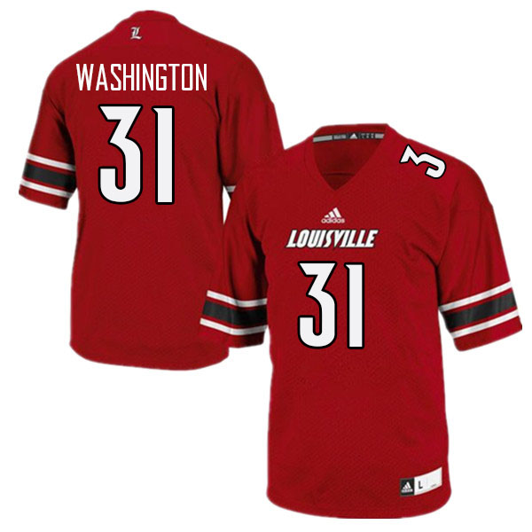 Men #31 Marcus Washington Louisville Cardinals College Football Jerseys Stitched Sale-Red